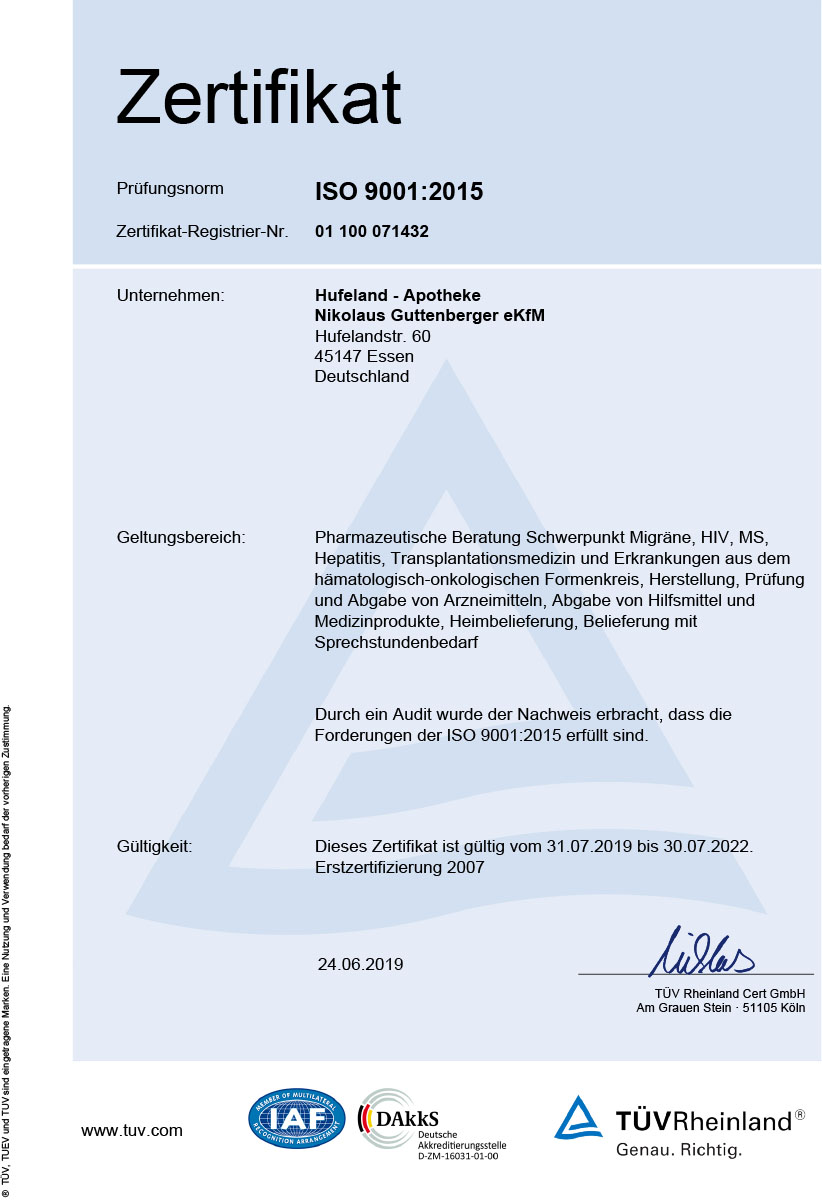 TÜV Zertifikat ISO 9001
